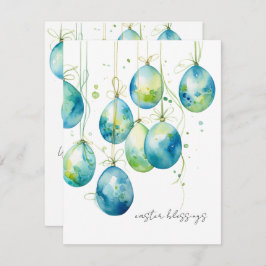 Cartão De Festividades Ovos de Páscoa Bondi Azul e Primavera em Corda Dou