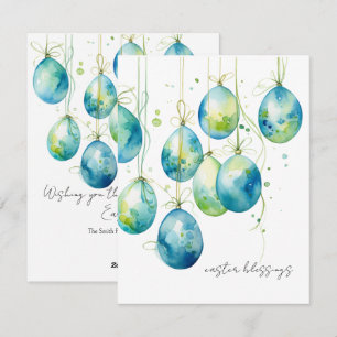 Cartão De Festividades Ovos de Páscoa Bondi Blue e Spring em Cordão Doura