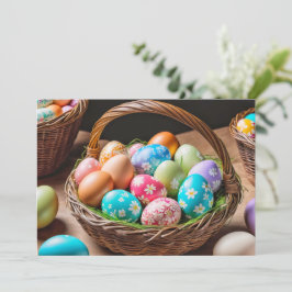 Cartão De Festividades Ovos de Páscoa Coloridos Estivais Elegantes