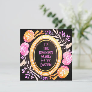 Cartão De Festividades Ovos de Páscoa e Quadro Botânico Pastel