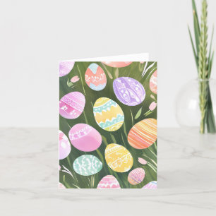 Cartão De Festividades Ovos de Páscoa Pastéis   Aquarela de Primavera Bon