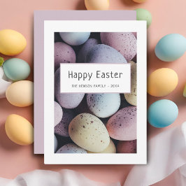 Cartão De Festividades Ovos de Páscoa Pastel Feliz Páscoa Família
