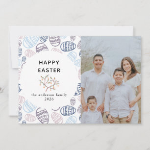 Cartão De Festividades Ovos em Aquarela Moderna Elegante Foto Feliz Pásco