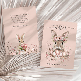 Cartão De Festividades Ovos Florais De Páscoa De Boho Bonito Bunny Blush