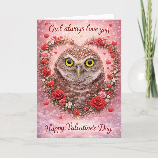 Cartão De Festividades Owl Always Love You: Burrowing Owl Valentine’s Day (Frente)
