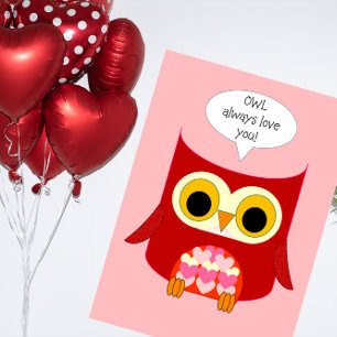 Cartão De Festividades Owl Always Love You Valentine's Day Card