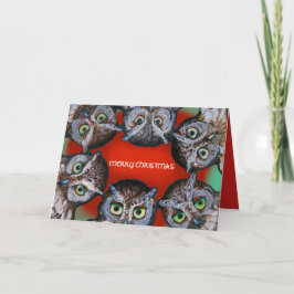 Cartão De Festividades OWL FACES CHRISTMAS por Slipperywindow