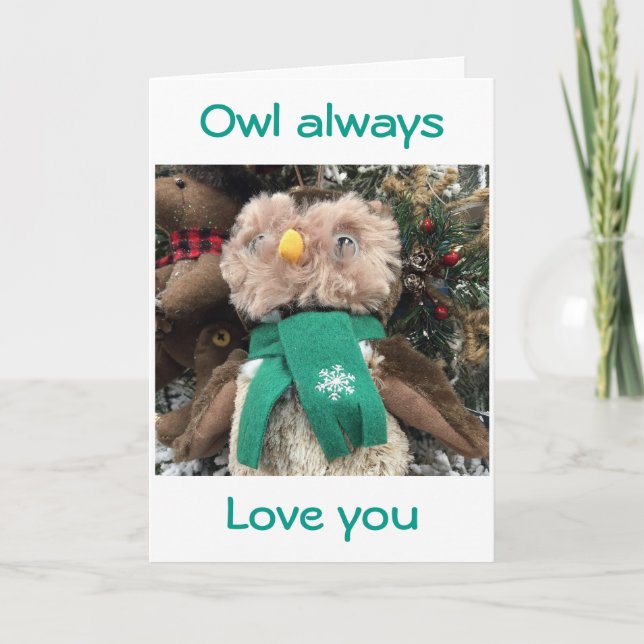 CARTÃO DE FESTIVIDADES "OWL SEMPRE TE AMA" O NATAL AMO (Frente)