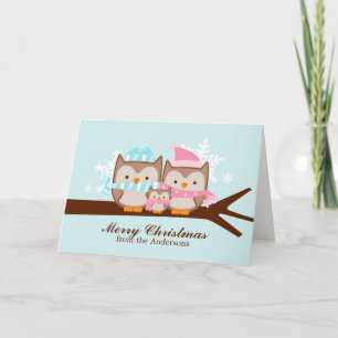 Cartão De Festividades Owls Family Christmas Cards