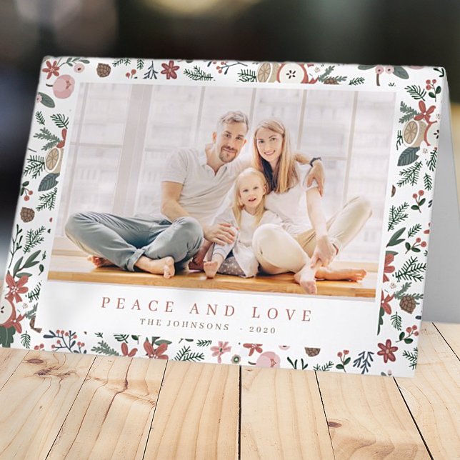 Cartão De Festividades Padrão Botânico da Folhagem Floral de Natal Modern (Criador carregado)