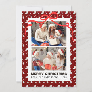 Cartão De Festividades Padrão Chic de Cana de Açúcar 2 foto Natal
