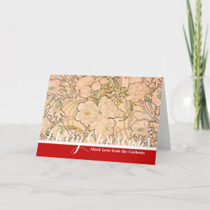 Cartão De Festividades Padrão Clássico de Jardim de Peônia Art Nouveau po