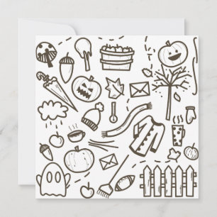 Cartão De Festividades Padrão contínuo de doodle de Halloween fofo, Hallo