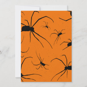 Cartão De Festividades Padrão de Aranhas de Halloween Laranja, Aranha Pre