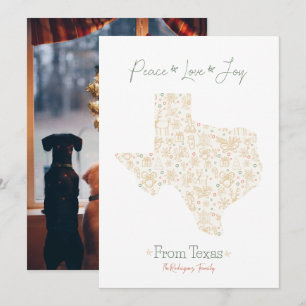 Cartão De Festividades Padrão de Arte de Linha de Natal no Texas Dourado