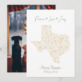 Cartão De Festividades Padrão de Arte de Linha do Texas Natal Ouro