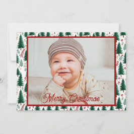 Cartão De Festividades Padrão de Árvores de Natal da Floresta Moderna