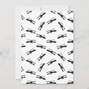 Cartão De Festividades Padrão de avião ilustrado preto e branco