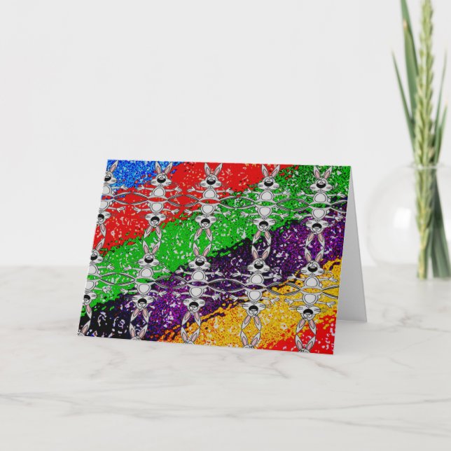 Cartão De Festividades Padrão de Coelho Colorido Selvagem (Frente)