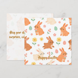 Cartão De Festividades padrão de coelho de ovo floral de Páscoa