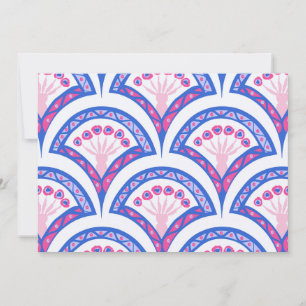 Cartão De Festividades padrão de damasco floral azul