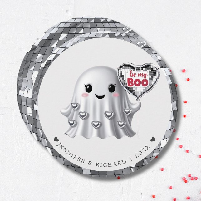 Cartão De Festividades Padrão de Design do Dia de os namorados Ghost Silv (Silver Ghost Personalized Valentine's Holiday Card)