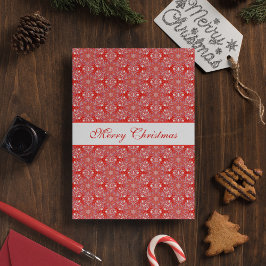 Cartão De Festividades Padrão de Estrela de Neve Personalizada de Natal V