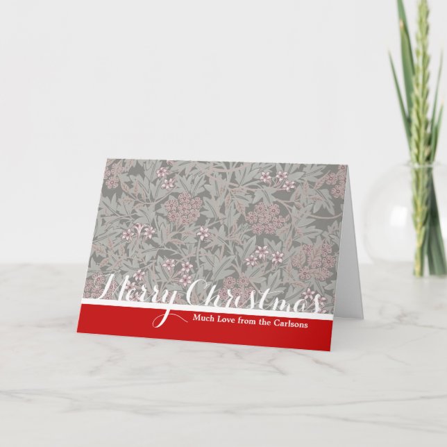 Cartão De Festividades Padrão de Flor de Jasmim de William Morris (Frente)