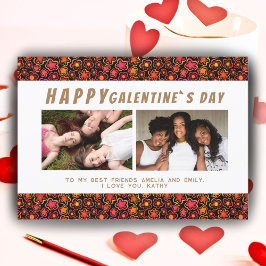 Cartão De Festividades Padrão de Flor Galentine`s Dia Amigos 2 Foto 