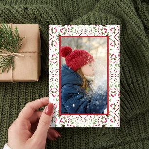 Cartão De Festividades Padrão de Foto de Feliz Natal Elegante