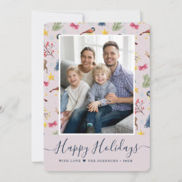 Cartão De Festividades Padrão de Foto de Férias Felizes Script