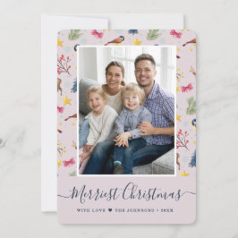 Cartão De Festividades Padrão de Foto de Natal Mais Alegre Script