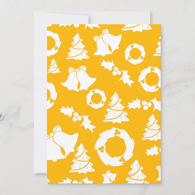 Cartão De Festividades Padrão de Natal Amarelo (Frente)