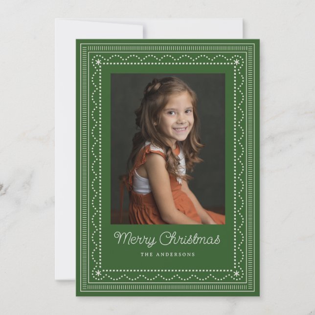 Cartão De Festividades Padrão de Natal bordado (Frente)