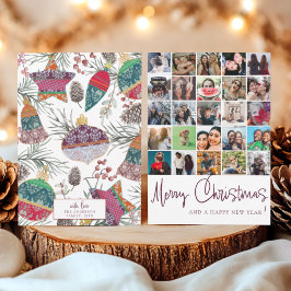 Cartão De Festividades Padrão de Natal com colagem de 25 fotos moderno