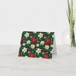 Cartão De Festividades Padrão de Natal Floral Personalizado