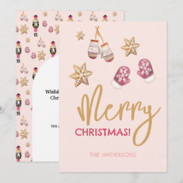 Cartão De Festividades Padrão de Natal Moderno Pastel