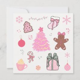 Cartão De Festividades Padrão de Natal Rosa
