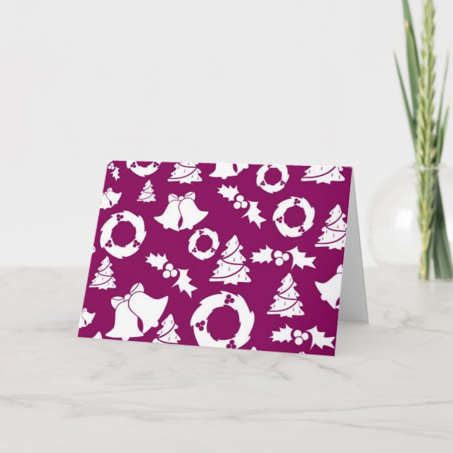 Cartão De Festividades Padrão de Natal Roxo (Frente)