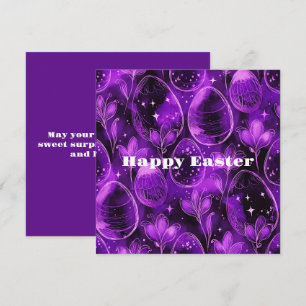 Cartão De Festividades Padrão de Páscoa Gótico Roxo