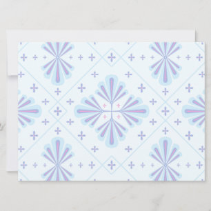 Cartão De Festividades Padrão de repetição floral geométrica azul pastel