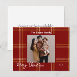 Cartão De Festividades Padrão de Tartan Escocês de Natal Personalizável