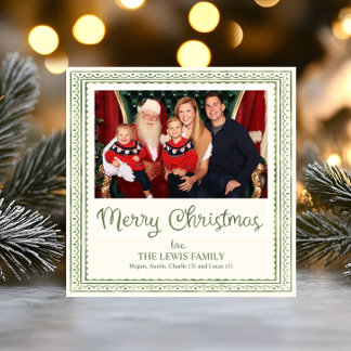 Cartão De Festividades Padrão de vieira em aquarela verde no Natal