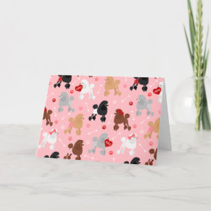 Cartão De Festividades Padrão do Namorados Poodle