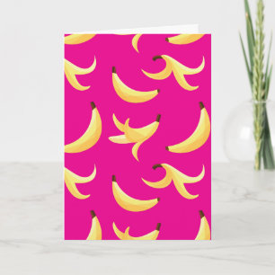 Cartão De Festividades Padrão Engraçado de Banana Amarela Retro para Fest