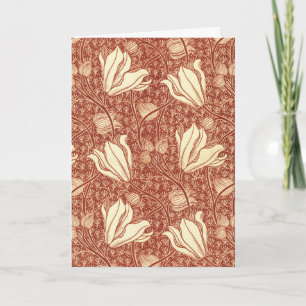 Cartão De Festividades Padrão Floral Red Lily no Estilo de William Morris