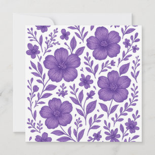 Cartão De Festividades padrão floral roxo