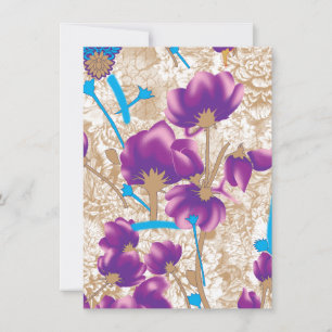 Cartão De Festividades Padrão floral vibrante com púrpura e azul f