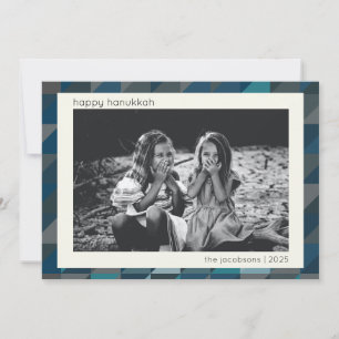 Cartão De Festividades Padrão Geométrico Moderno do Ombre Azul Hanukkah