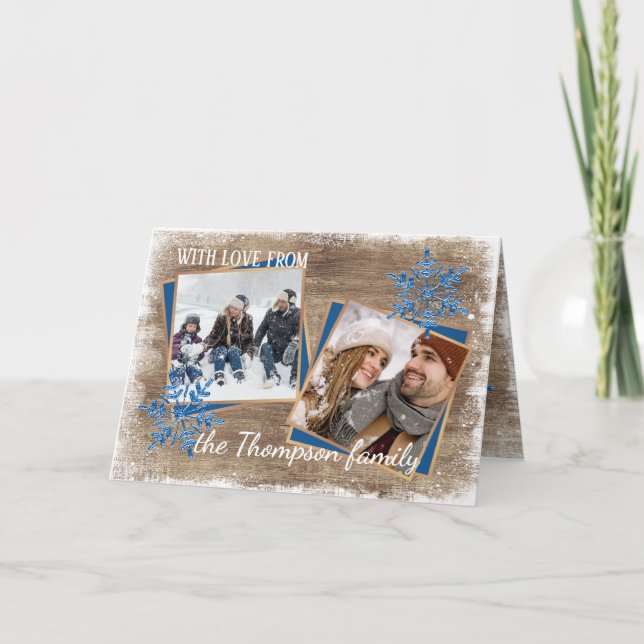 Cartão De Festividades Padrão Personalizado de Flocos de Neve e Pavimento (Frente)